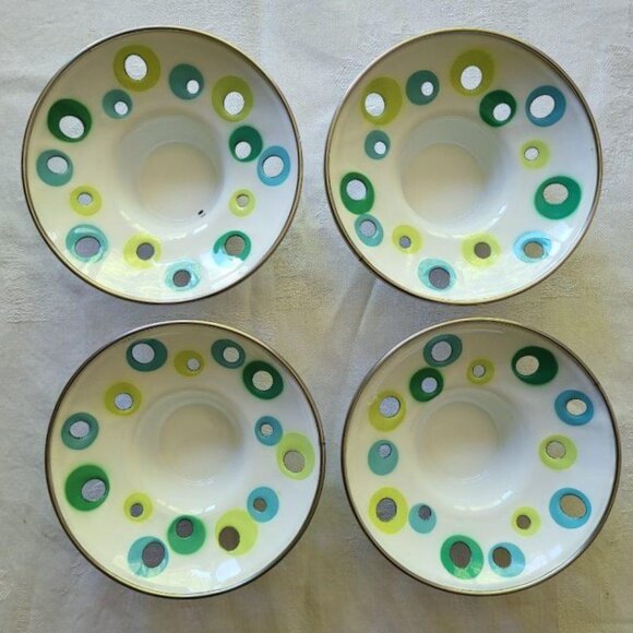 Set of 4 1980'S Ikea EMALJ pattern Enamel Tea Light Candle Holders - Picture 1 of 8